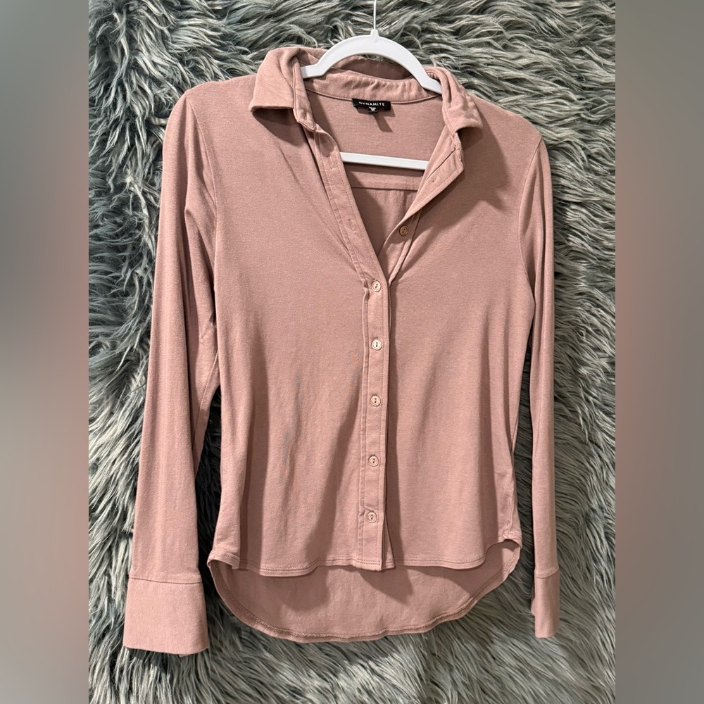 Dynamite Long Sleeved Top - Size XS | Color: Brown